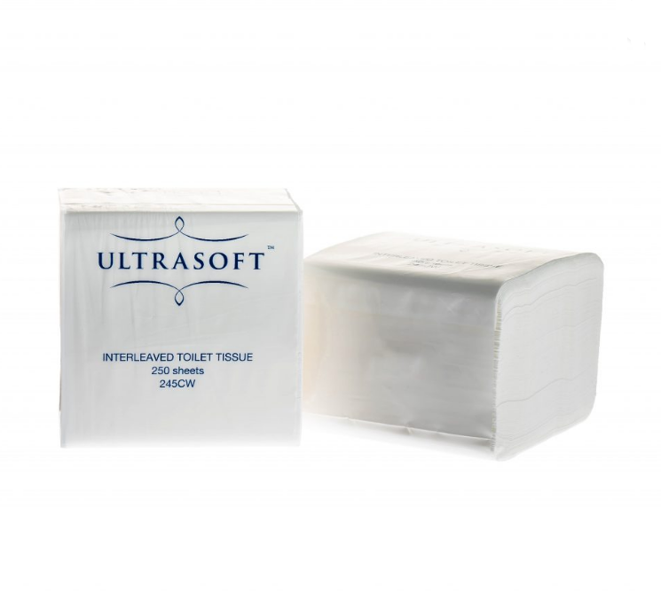 INTERLEAVED TOILET TISSUE 2PLY ULTRASOFT – 9000pcs