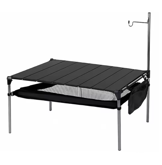 Ultralight Folding Aluminum Camping Table | Large Storage Organizer & Light Pole Included