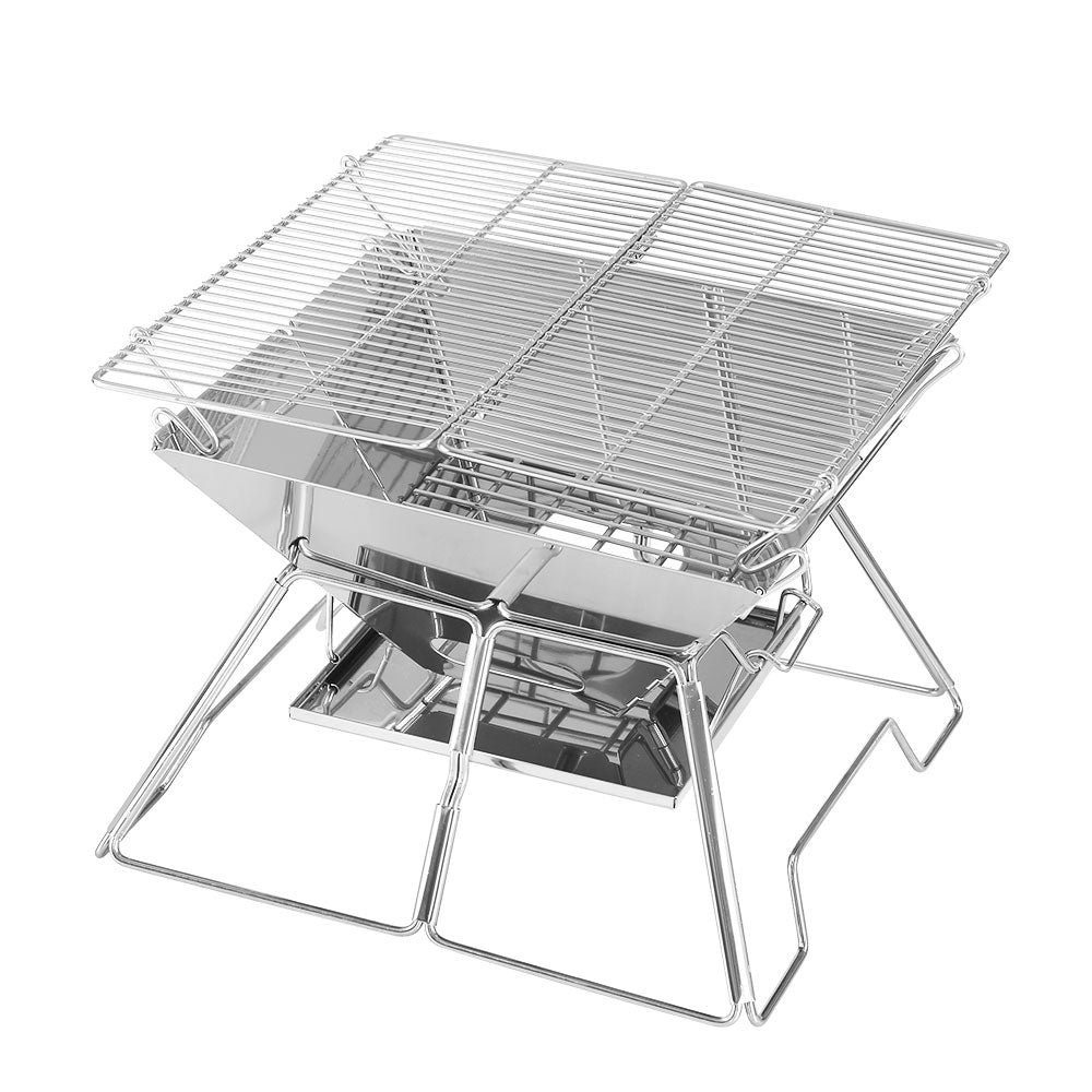 Grillz Camping Fire Pit BBQ 2-in-1 Grill Smoker Outdoor Portable
