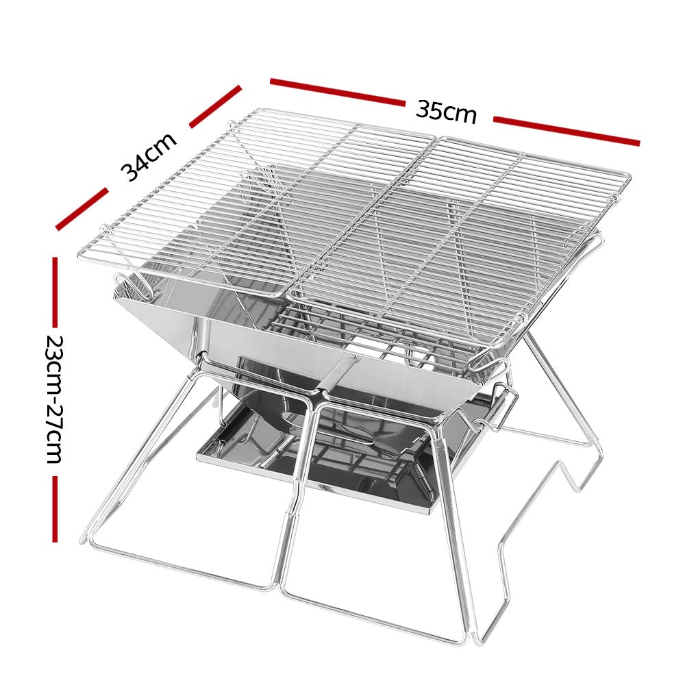 Grillz Camping Fire Pit BBQ 2-in-1 Grill Smoker Outdoor Portable
