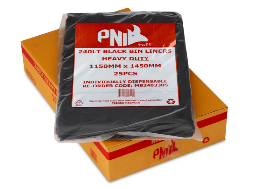 240L BLACK EXTRA HEAVY DUTY BIN LINER – 100PCS