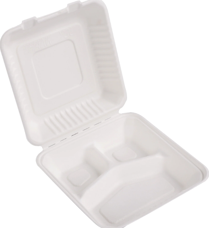 Dinner Box Sugarcane 9" 3 Compartment 1500ML – 200PCS