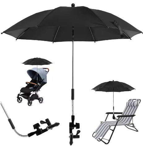 Portable Outdoor Clip-On Sunshade Umbrella | Anti-UV Parasol for Strollers & Chairs