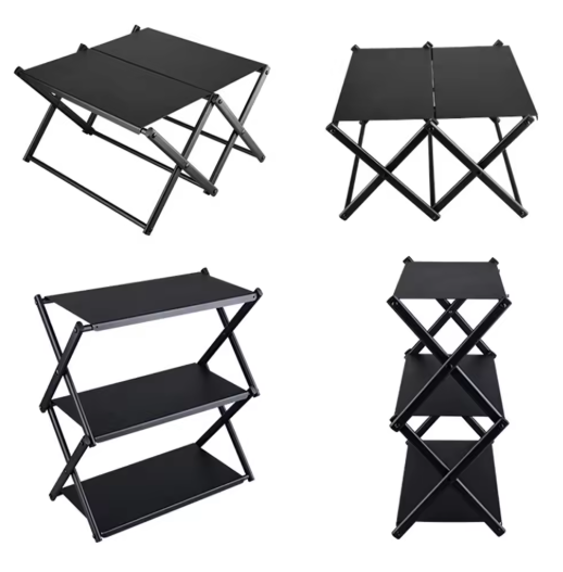 3 Tier Portable Folding Camping Storage Rack | Multi-Function & Heavy Duty Shelf