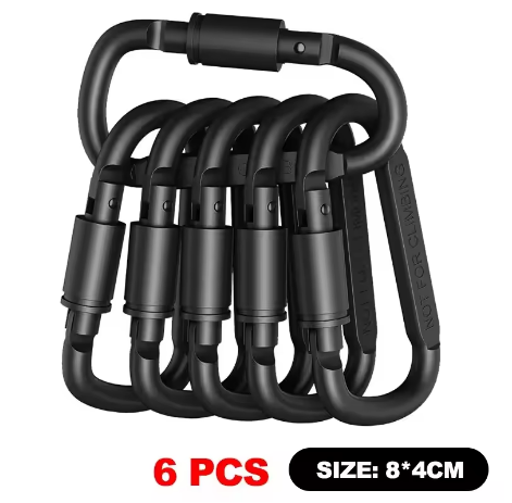 6pcs Aluminum Alloy Carabiner Set | Portable Hook for Camping & Outdoor Gear