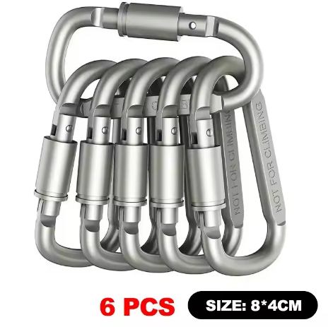 6pcs Aluminum Alloy Carabiner Set | Portable Hook for Camping & Outdoor Gear