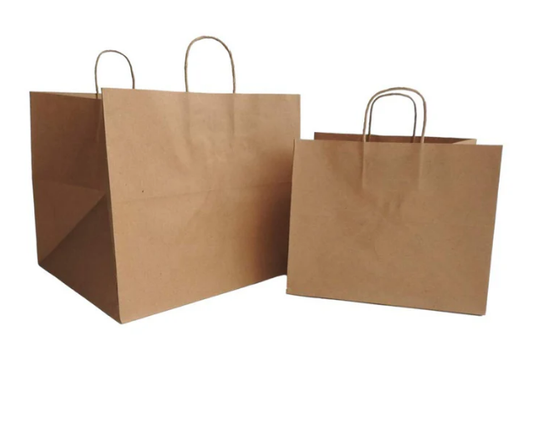 CARRY BAG PAPER BROWN FLAT HANDLE M – 200PCS