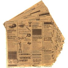 Newspaper Print Greaseproof Paper Brown 200 PCS | For Food Service