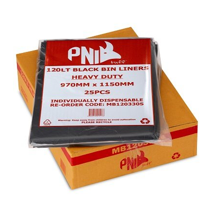 120L BLACK HEAVY DUTY BIN LINER – 100PCS