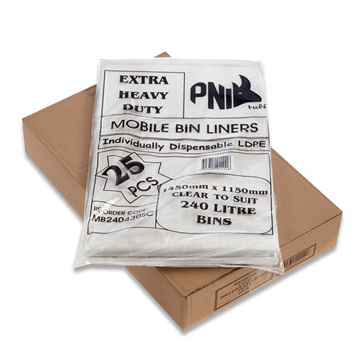 240L Extra Heavy Duty Bin Liner Clear | Tear Resistant