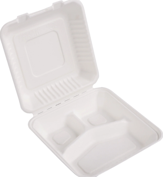 Dinner Box Sugarcane 9" 3 Compartment 1500ML – 200PCS