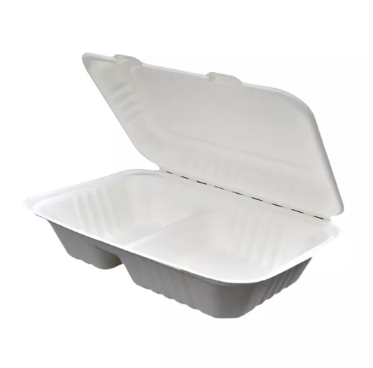 Snack Box Sugarcane 9" 2 Compartments – 250PCS