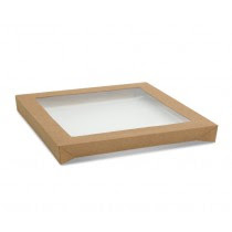 Medium Square Catering Tray Lid 100 PCS | Clear PET Window for Optimal Presentation
