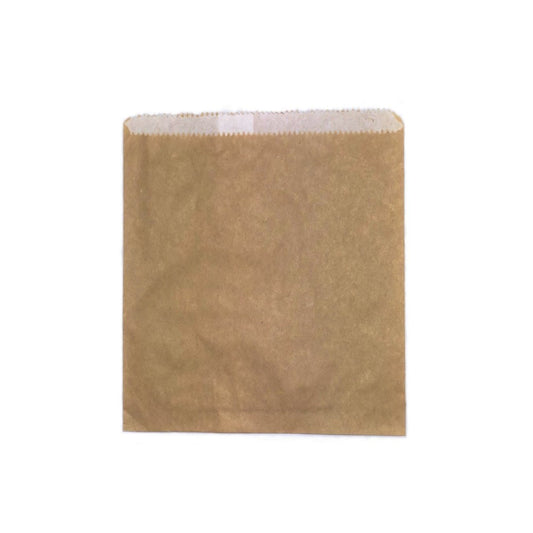 1 Square Brown Paper Bag 500PCS  | Flat Takeaway Food Bag, Eco-Friendly Kraft